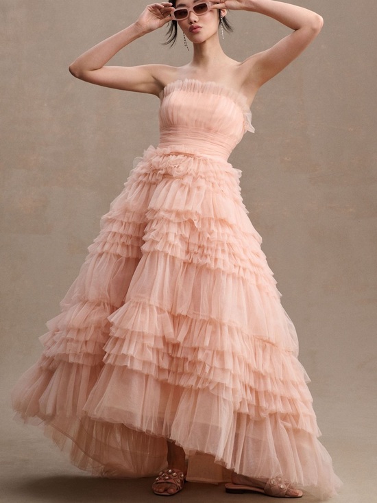 Mac Duggal Dresses & Skirts - Mac Duggal Strapless Layered Tulle Gown in Blush NWT
